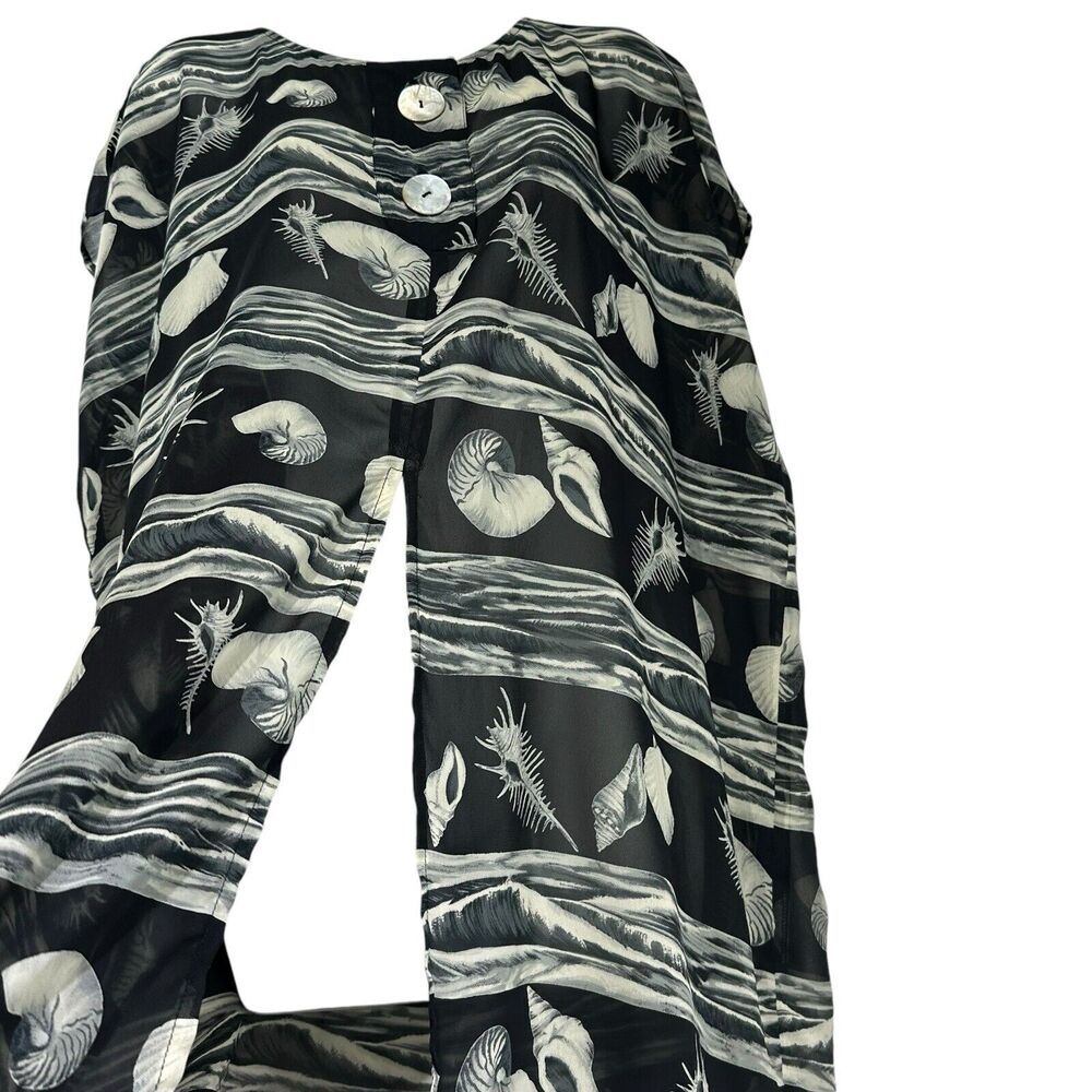 Collezioni Seashell Sheer Open Front Button Blouse - image 3